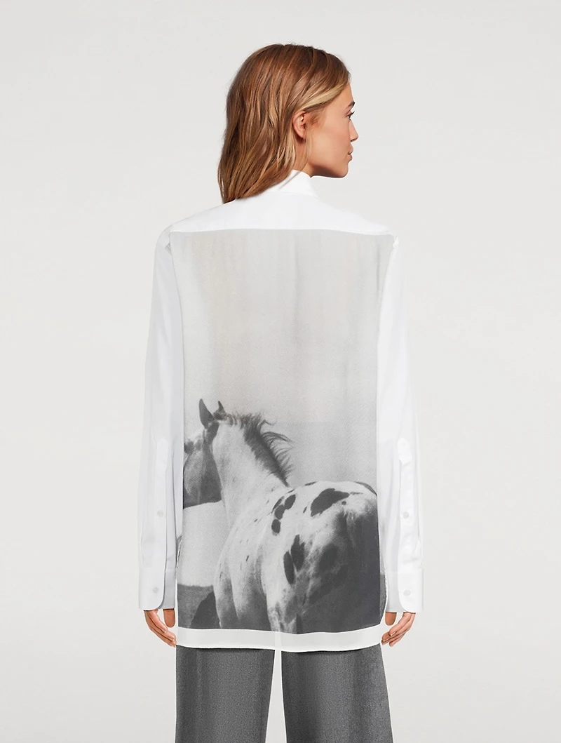 Poplin Shirt With Horse-Print Insert