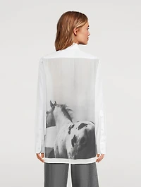 Poplin Shirt With Horse-Print Insert