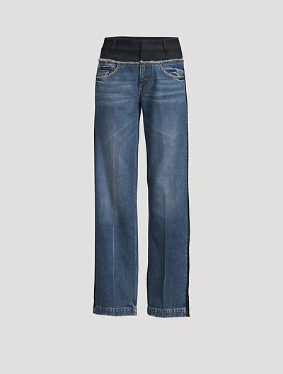Twill Panelled Straight-Leg Jeans