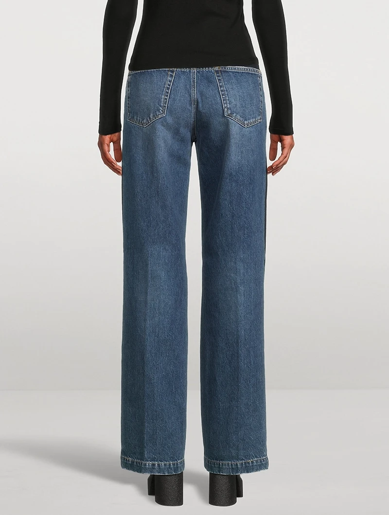 Twill Panelled Straight-Leg Jeans