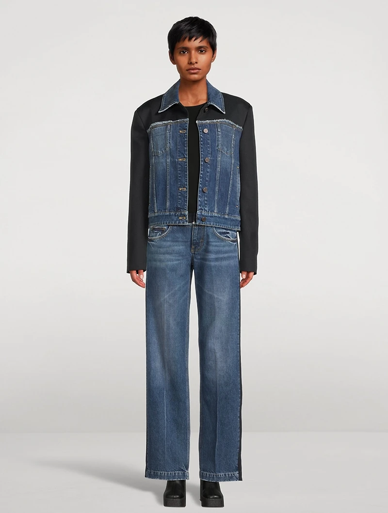 Twill Panelled Straight-Leg Jeans