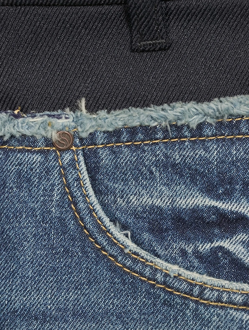 Twill Panelled Straight-Leg Jeans