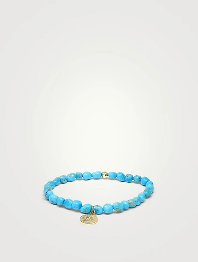 Bohème Paw Turquoise Nugget Bracelet With 14K Gold Paw Charm
