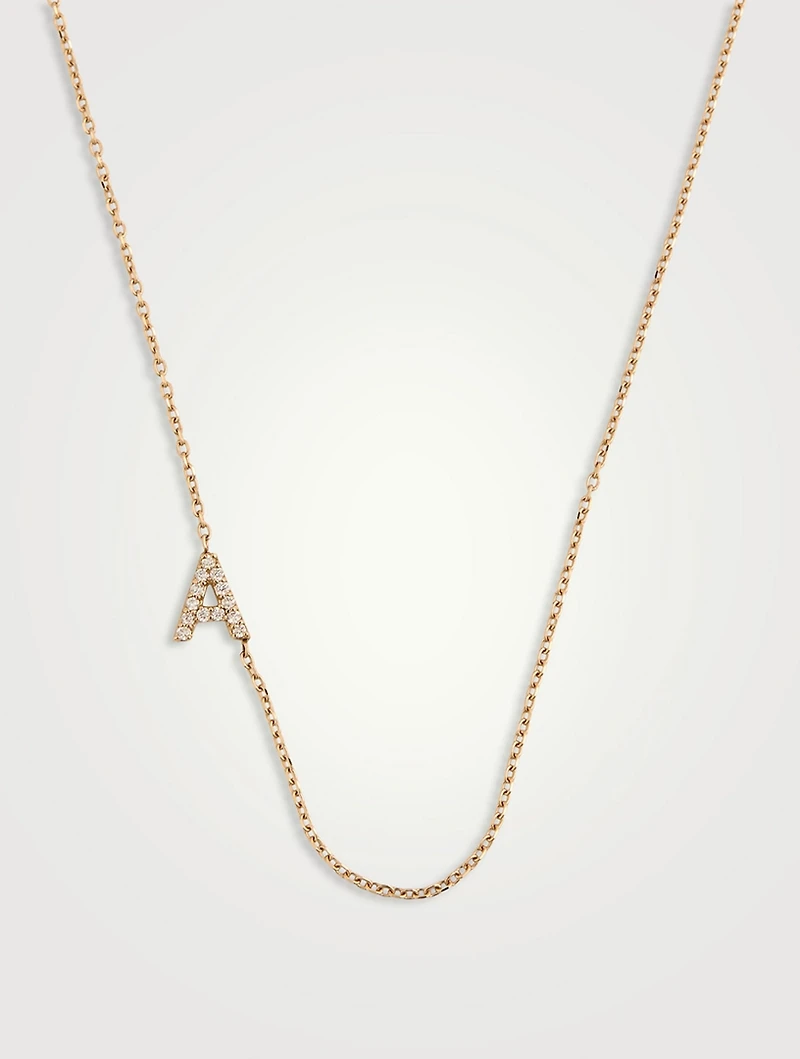 Love Letter 14K Gold A Initial Pavé Diamond Necklace
