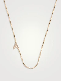 Love Letter 14K Gold A Initial Pavé Diamond Necklace