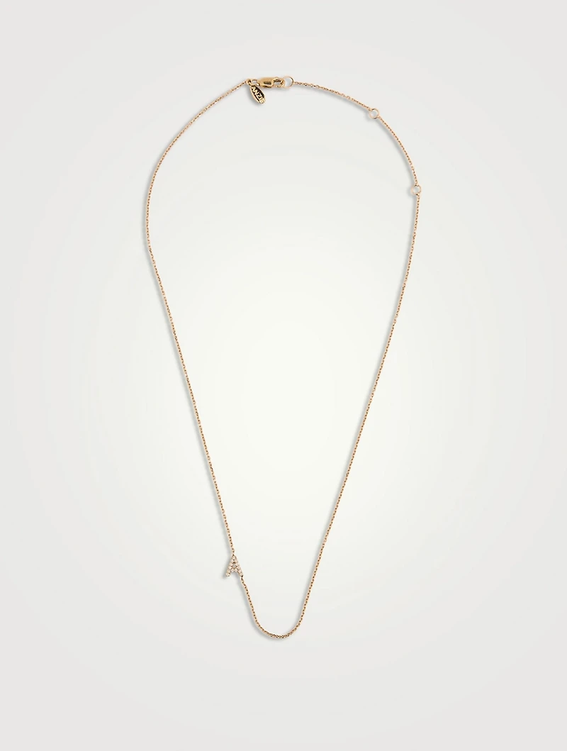Love Letter 14K Gold A Initial Pavé Diamond Necklace