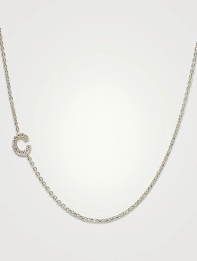 Love Letter 14K Gold C Initial Pavé Diamond Necklace