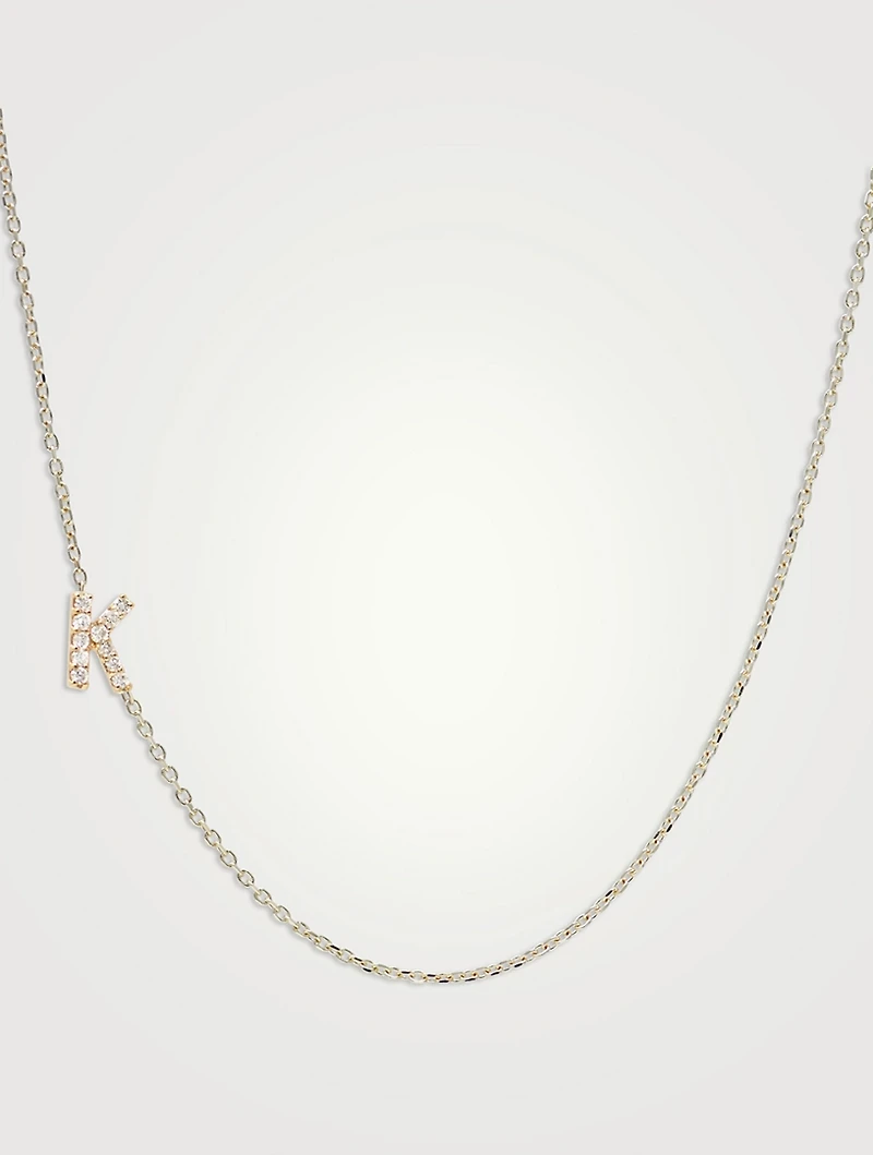Love Letter 14K Gold K Initial Pavé Diamond Necklace