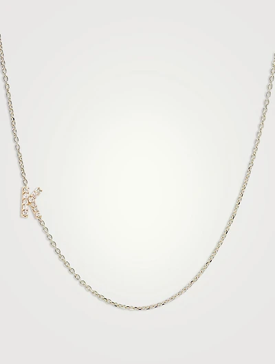 Love Letter 14K Gold K Initial Pavé Diamond Necklace