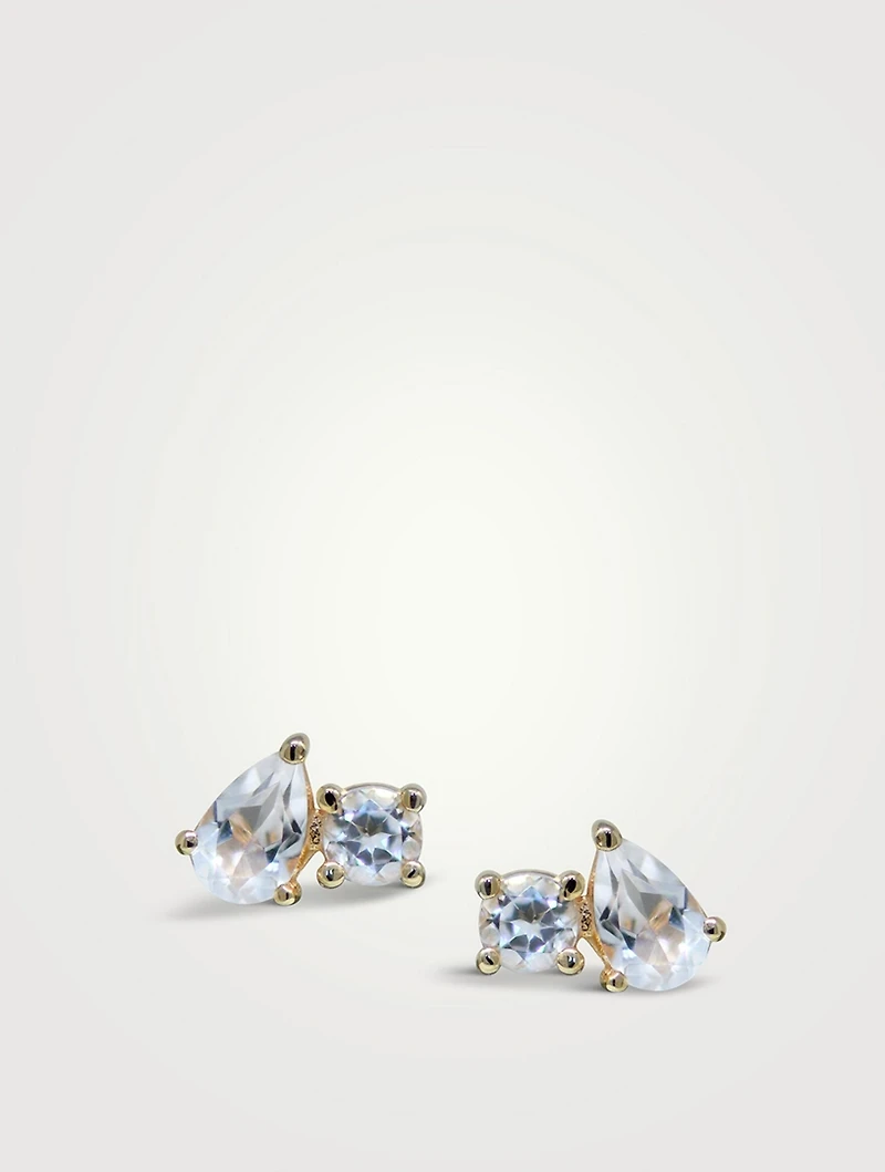 Anzie X Mel Soldera 14K Gold Jumelle Stud Earrings With Topaz