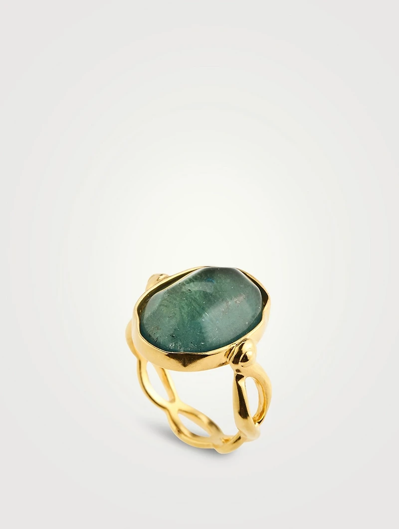 Cabochons Oval Rock Crystal Ring