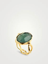 Cabochons Oval Rock Crystal Ring