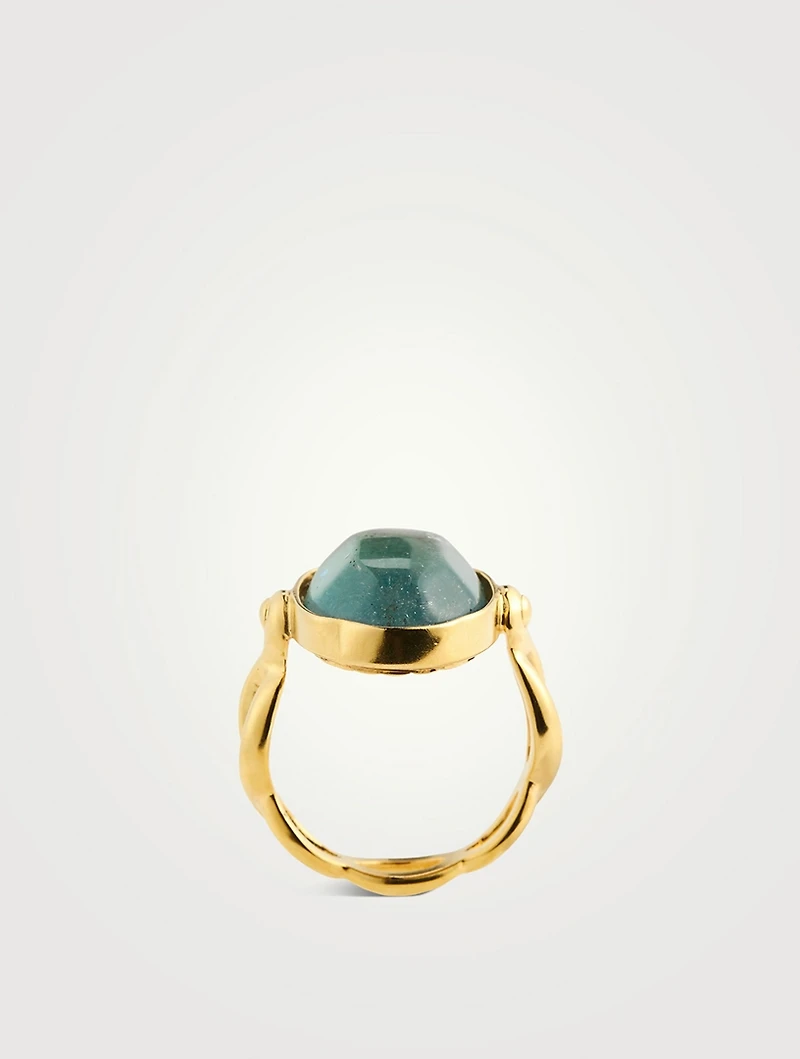 Cabochons Oval Rock Crystal Ring