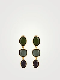 Cabochons Triple Drop Rock Crystal Earrings