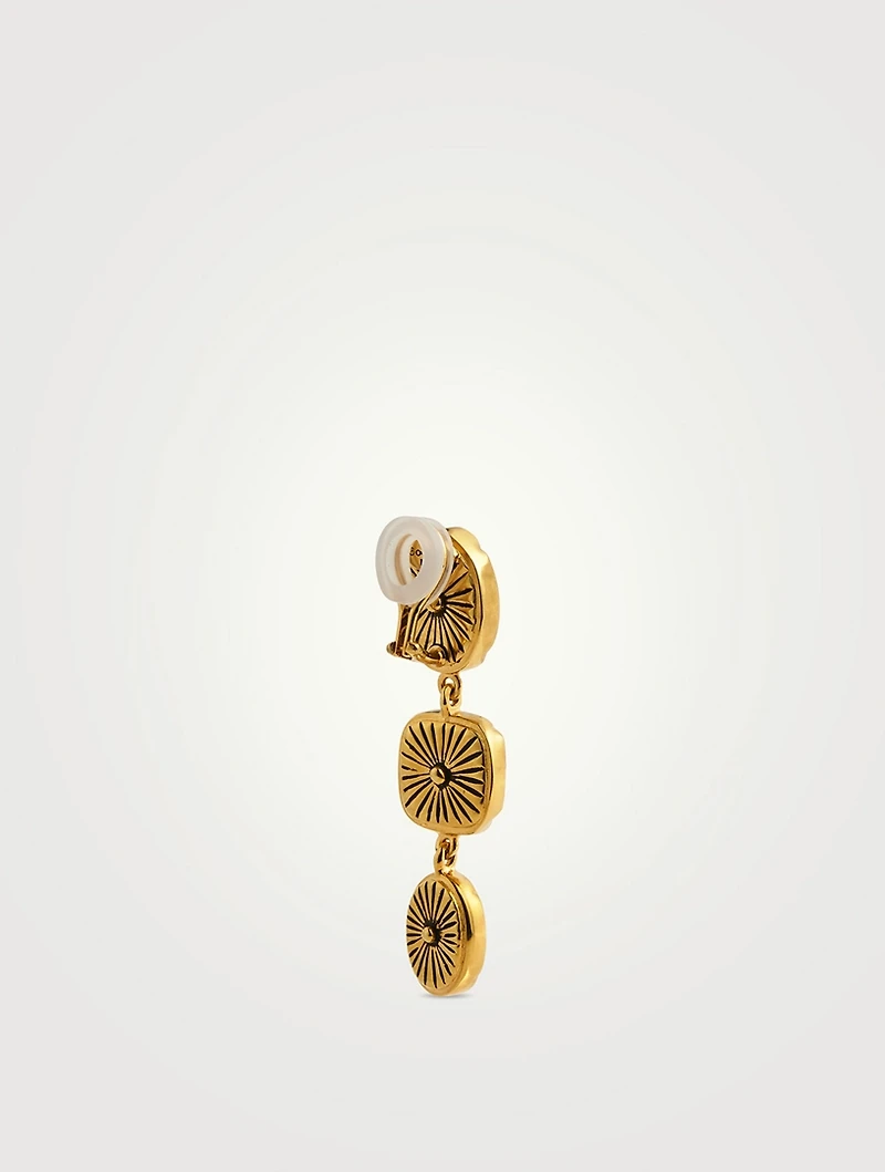 Cabochons Triple Drop Rock Crystal Earrings