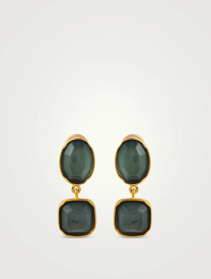 Cabochons Double Drop Rock Crystal Earrings