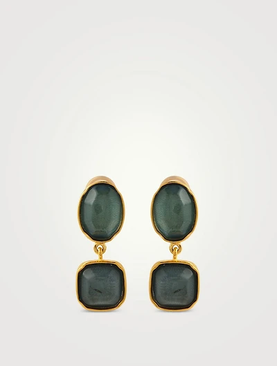 Cabochons Double Drop Rock Crystal Earrings