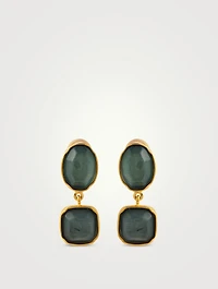 Cabochons Double Drop Rock Crystal Earrings