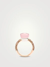Nudo Classic 18K White And Rose Gold Ring With Rose Quartz, Chalcedony, And Brown Diamonds