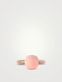 Nudo Classic 18K White And Rose Gold Ring With Rose Quartz, Chalcedony, And Brown Diamonds