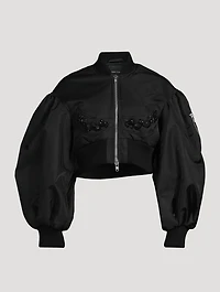 Embellished Cropped Bomber Jacket