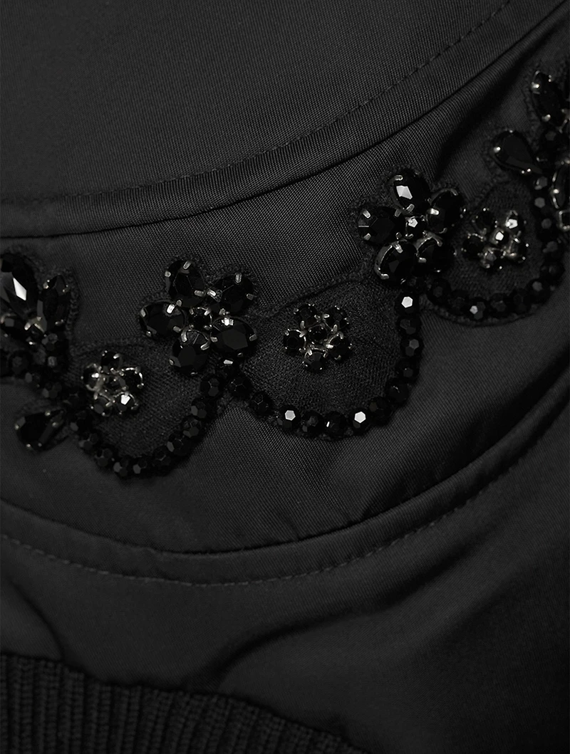 Embellished Cropped Bomber Jacket