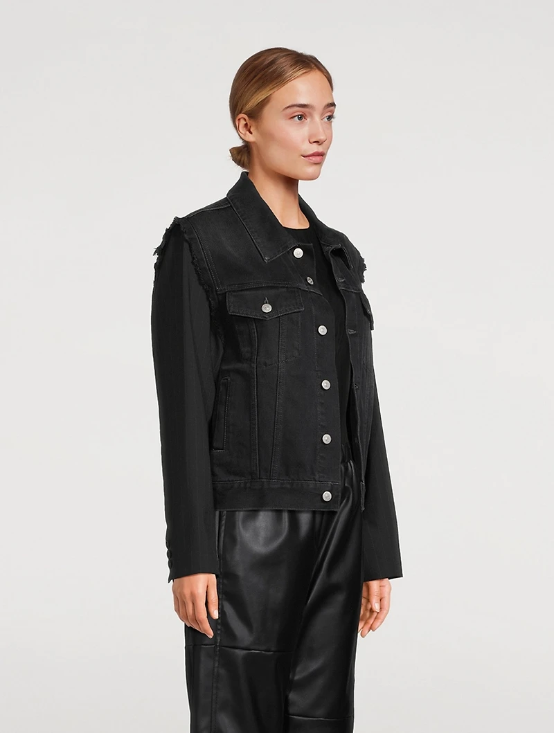 Denim And Wool Pinstripe Jacket