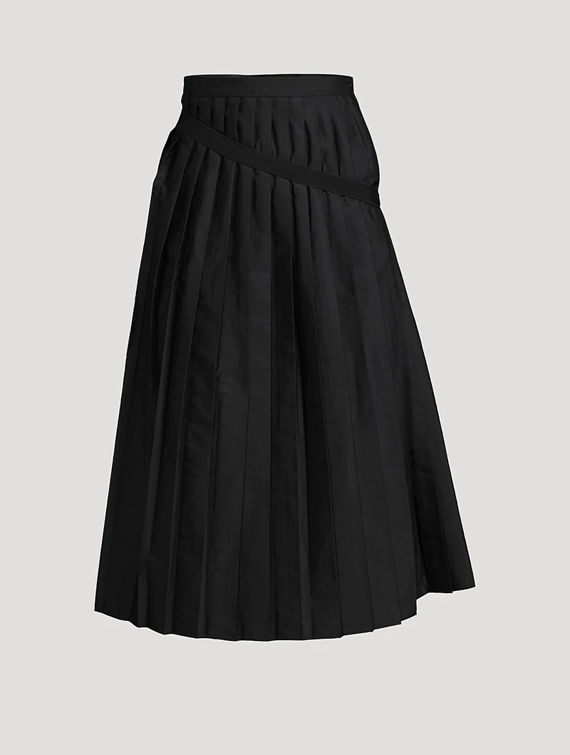 Pleated Foldover Midi Dress