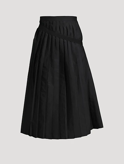 Pleated Foldover Midi Dress