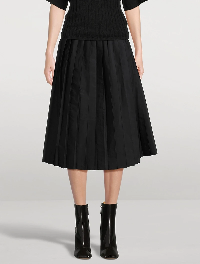 Pleated Foldover Midi Dress
