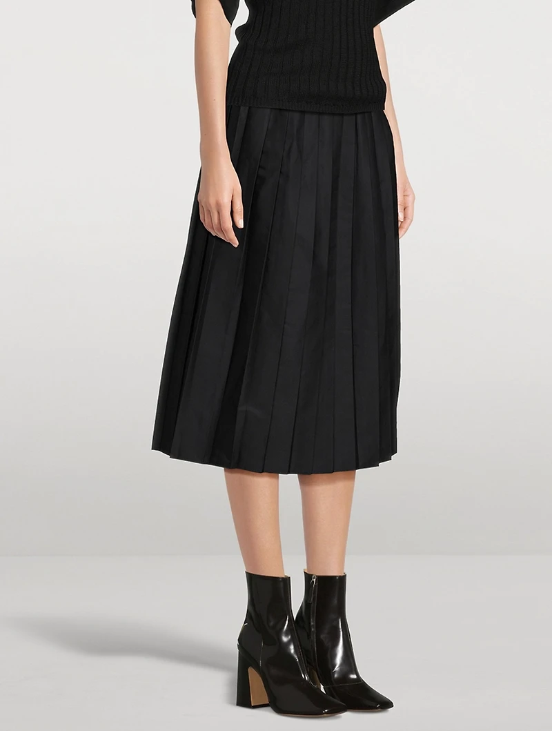 Pleated Foldover Midi Dress
