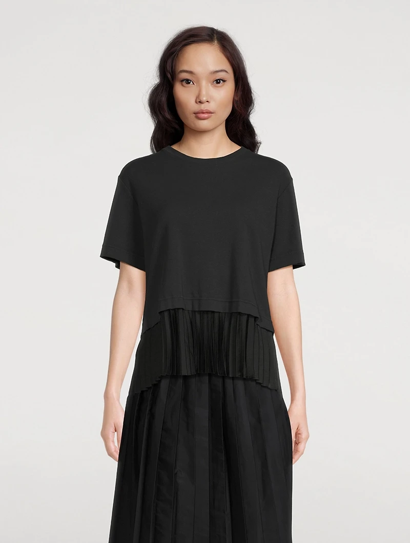 Layered Pleated Hem T-Shirt