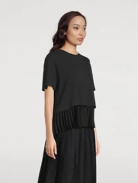 Layered Pleated Hem T-Shirt