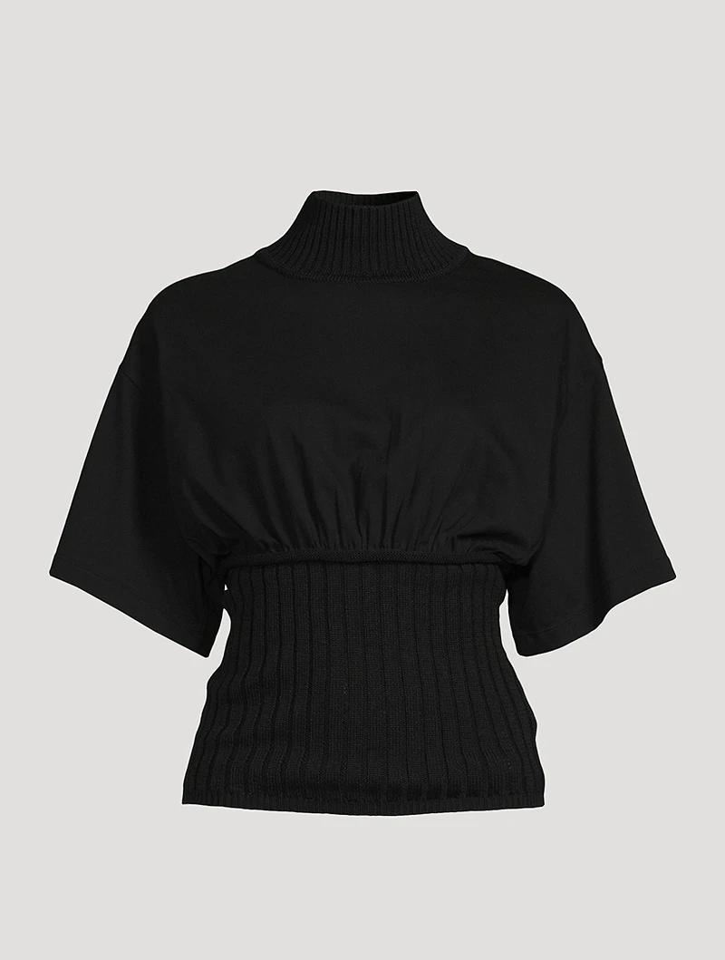 Short-Sleeve Turtleneck T-Shirt Sweater