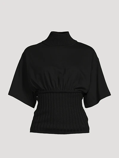 Short-Sleeve Turtleneck T-Shirt Sweater