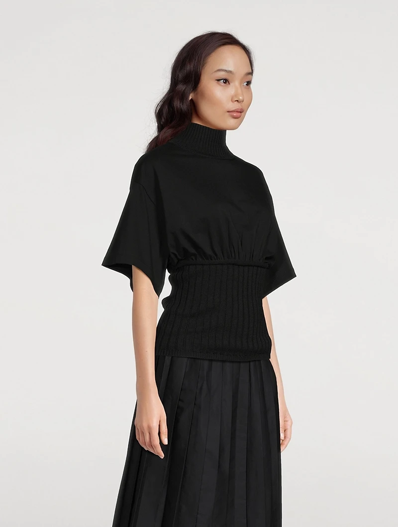 Short-Sleeve Turtleneck T-Shirt Sweater