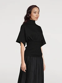 Short-Sleeve Turtleneck T-Shirt Sweater