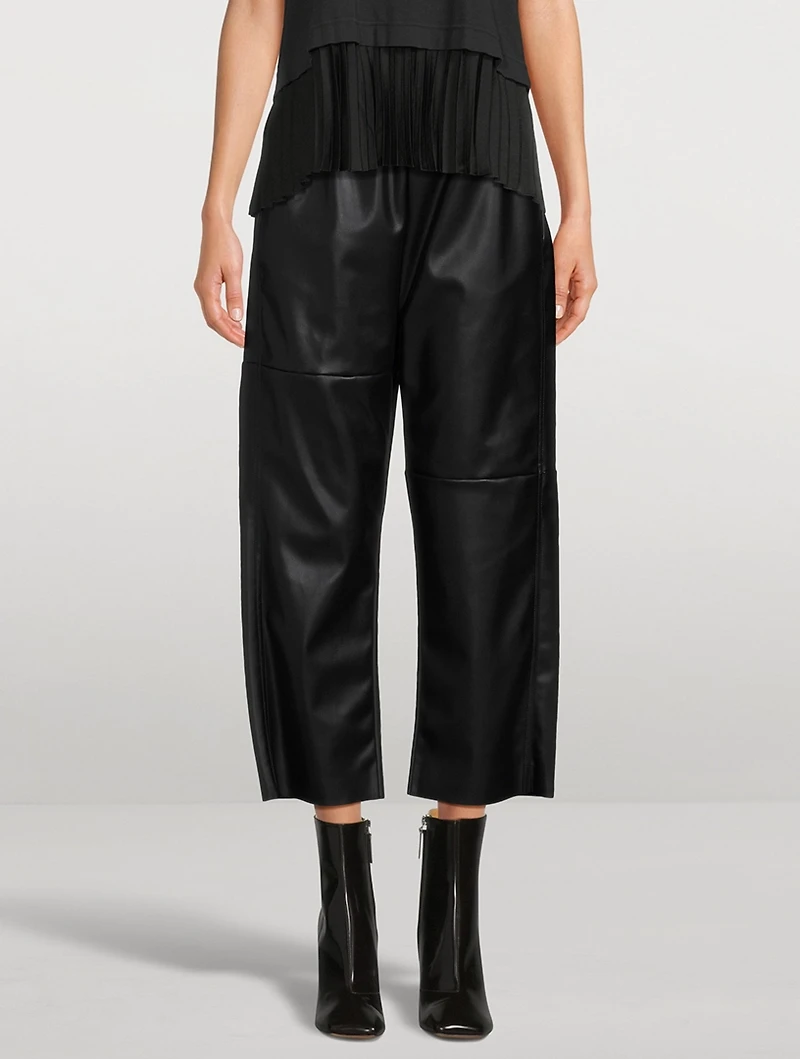 Faux Leather Wide-Leg Pants