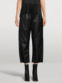 Faux Leather Wide-Leg Pants