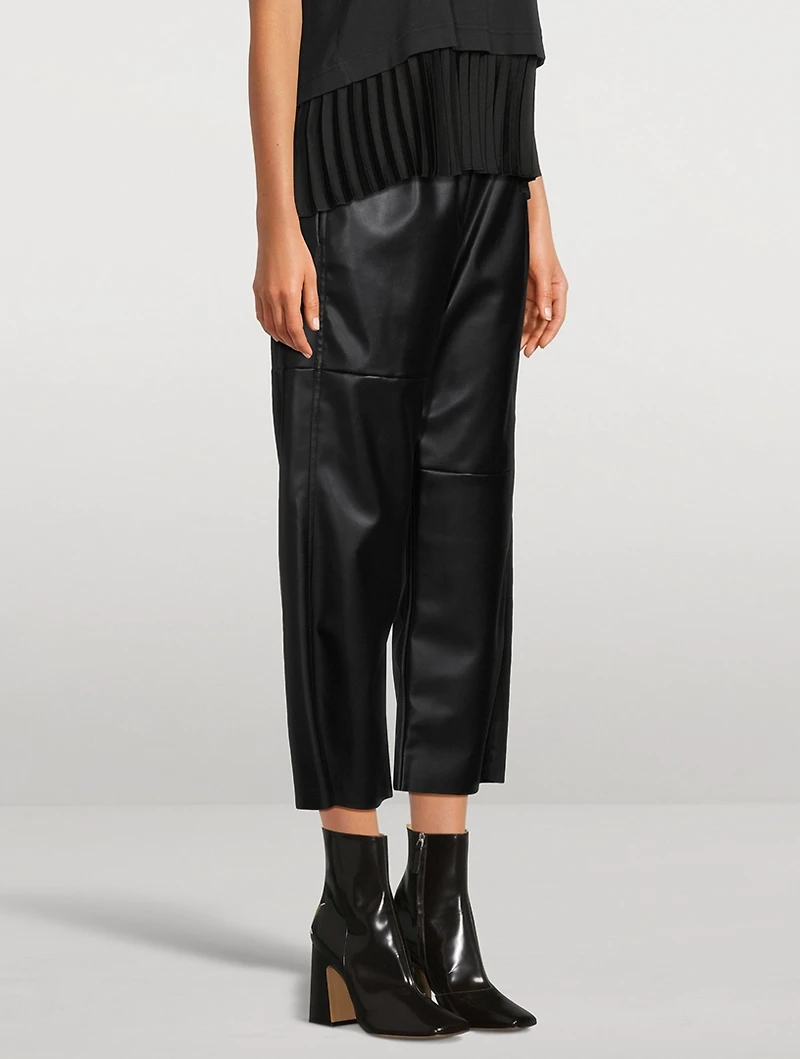 Faux Leather Wide-Leg Pants