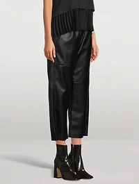 Faux Leather Wide-Leg Pants