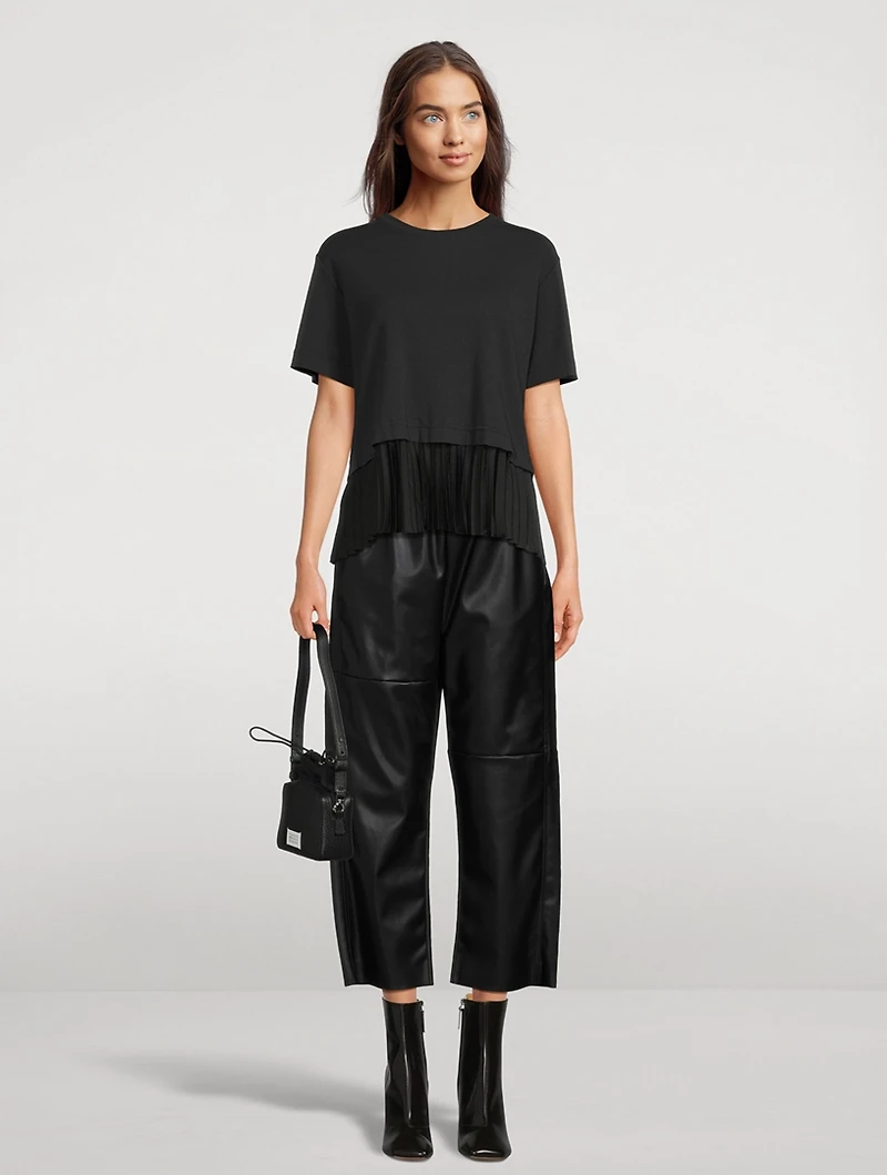 Faux Leather Wide-Leg Pants