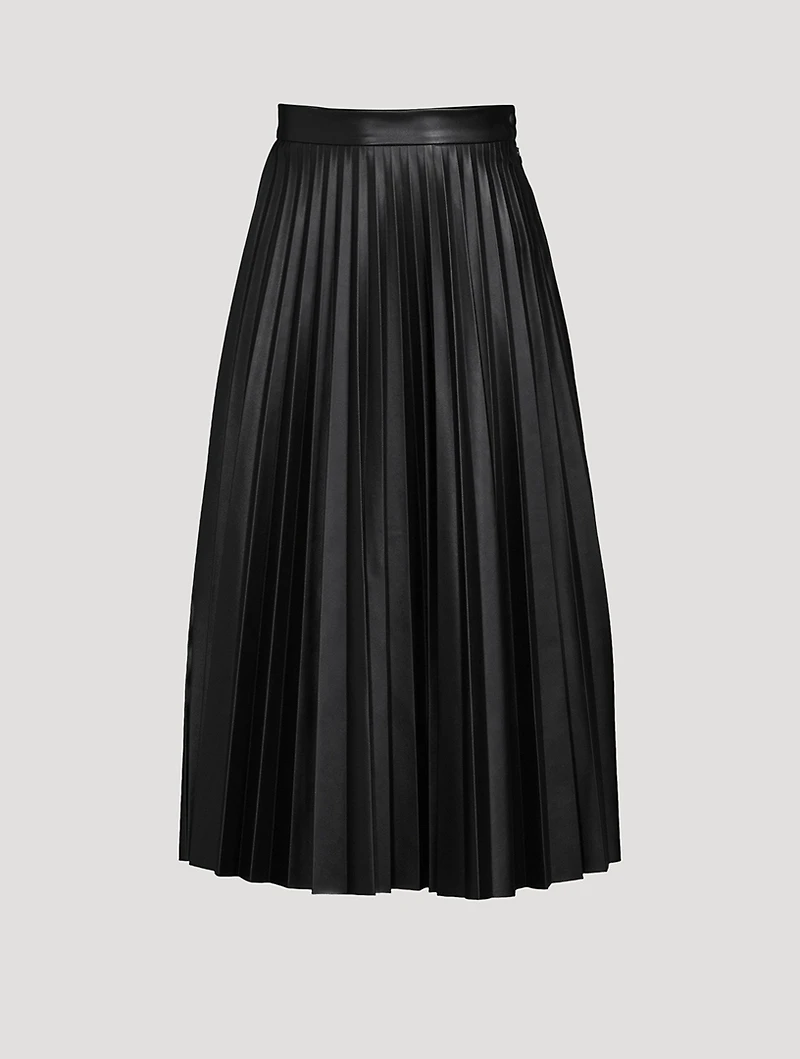 Coated Pleated Midi Skirt