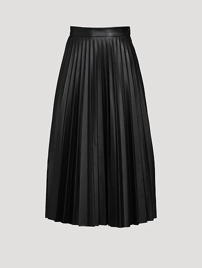 Coated Pleated Midi Skirt