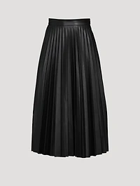 Coated Pleated Midi Skirt