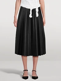 Coated Pleated Midi Skirt