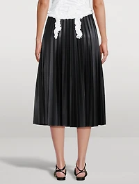 Coated Pleated Midi Skirt