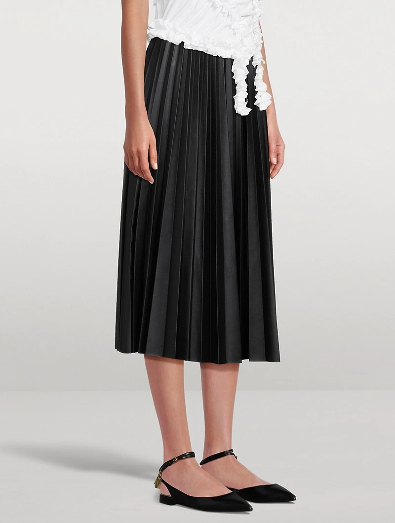 Coated Pleated Midi Skirt
