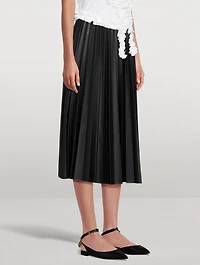 Coated Pleated Midi Skirt