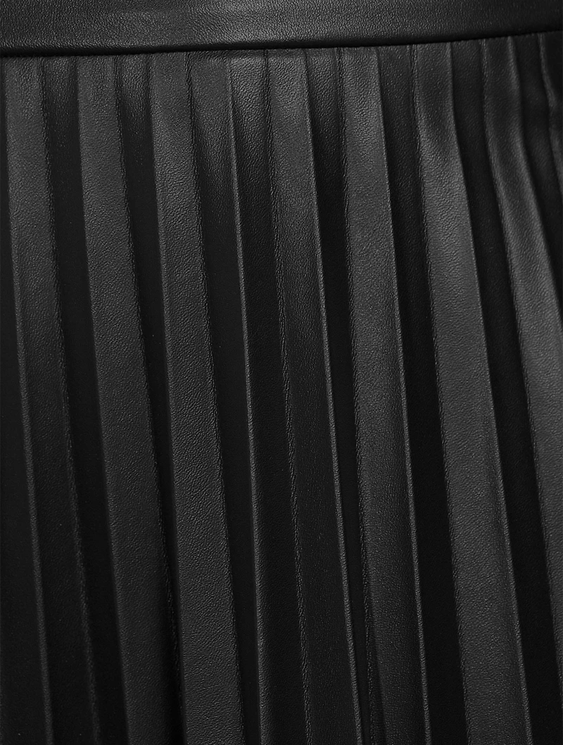 Coated Pleated Midi Skirt